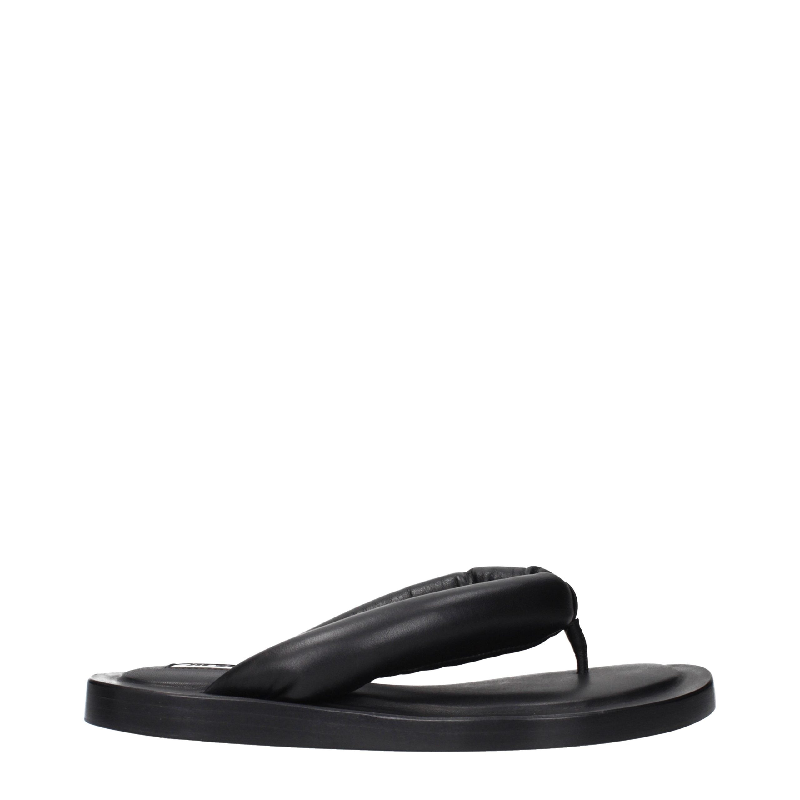 Jil Sander Black Leather Flip-Flop Sandals